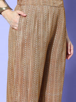 Thumbnail for All About You Beige Floral Printed Regular Gotta Patti Liva Kurta With Palazzos - Distacart