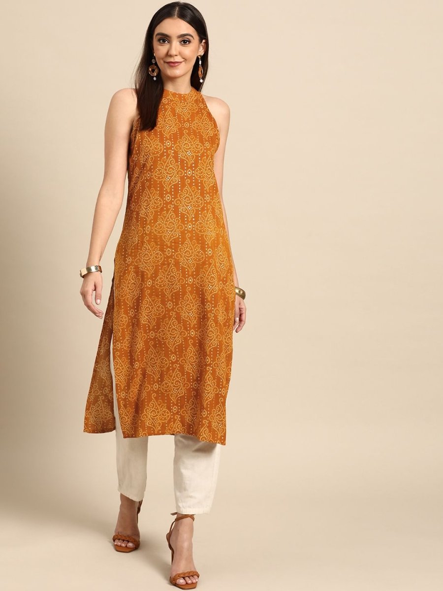 Anouk Women Yellow Bandhani Printed Kurta