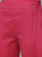 Thumbnail for ADA Women Pink & Charcoal Grey Chikankari Embroidered Sustainable Handloom Kurta with Trousers - Distacart