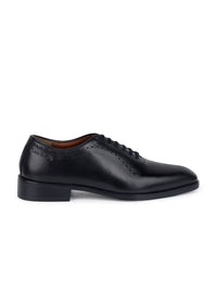 Thumbnail for LOUIS STITCH Men Jet Black Egyptian Crust Leather Wholecut Derby Shoes
