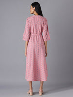 Thumbnail for AURELIA Pink & Blue A-Line Cotton Midi Dress