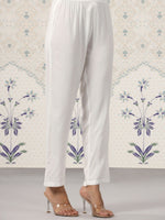 Thumbnail for Ode by House of Pataudi Ethnic Motif Printed Tie Up Neck A-Line Kurta With Trousers - Distacart