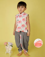 Thumbnail for Joban Fashion Kids Island Cotton Sleeveless printed Kurta and Solid Dhoti - Grey - Distacart
