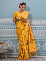 Thumbnail for Astita Yellow Silk Saree