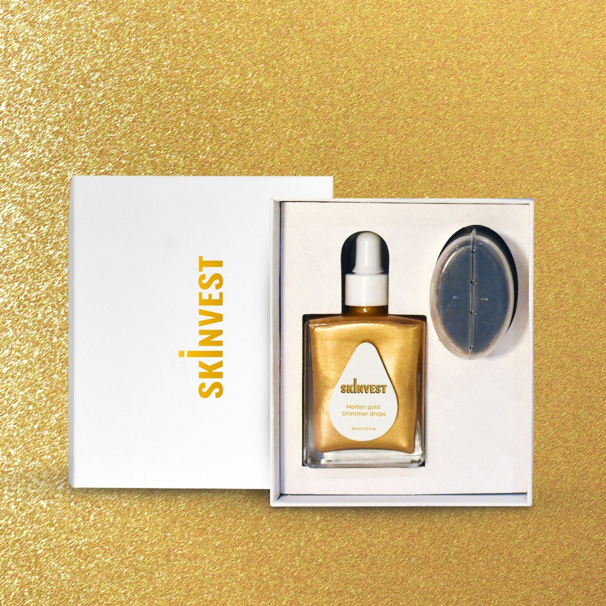 Skinvest Molten Gold Shimmer Drops With Buff Body Brush - Distacart