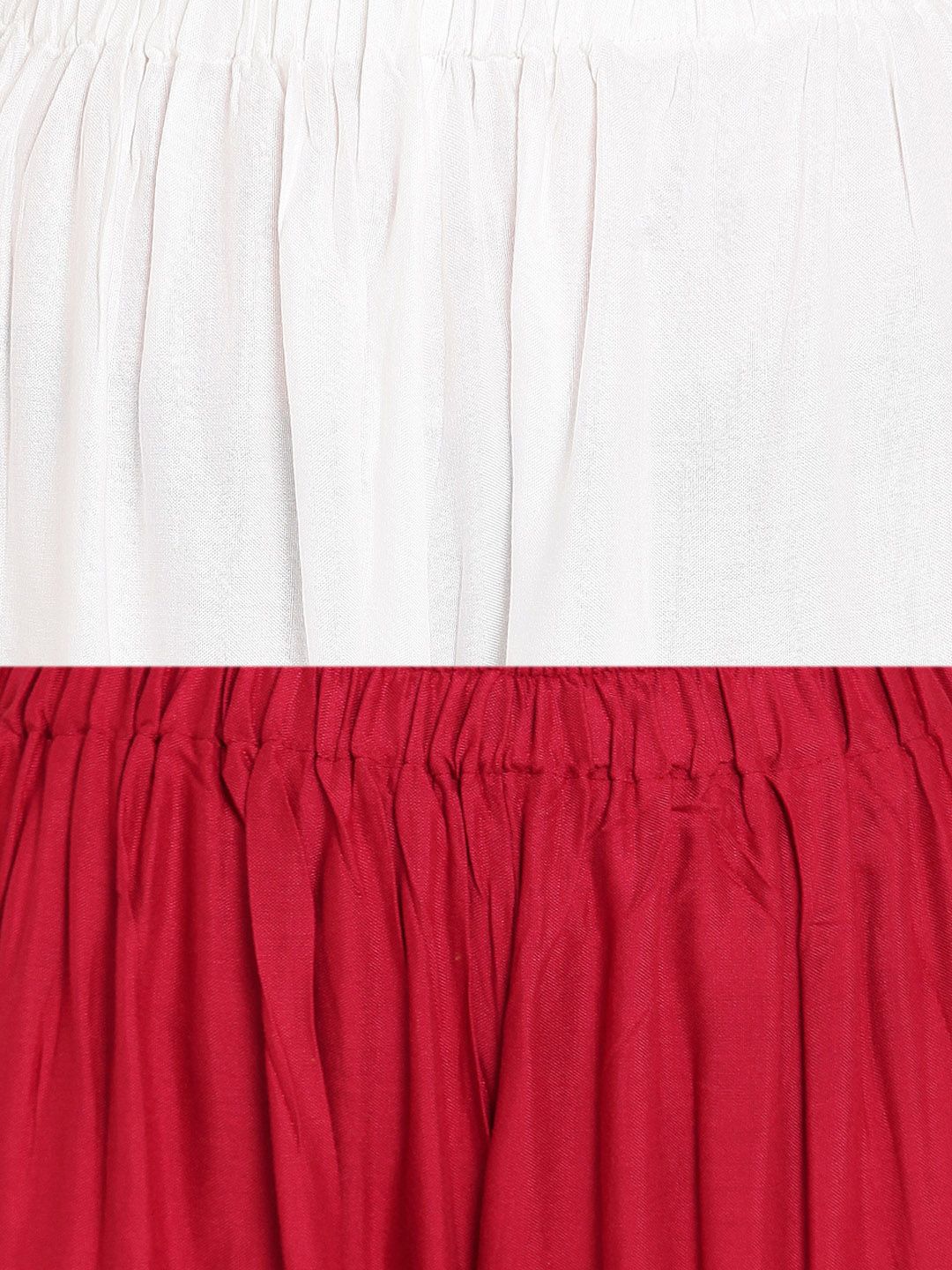TAG 7 Women Set of 2 White & Red Solid Flared Palazzos