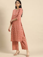 Thumbnail for Anouk Ethnic Motifs Printed Pure Cotton Kurta With Palazzos - Distacart