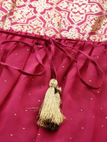 Thumbnail for AURELIA Women Pink & Golden Printed A-Line Dress