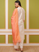 Thumbnail for Vishudh Cream Ethnic Motifs Embroidered Regular Kurta With Palazzos & Dupatta