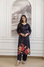 Thumbnail for The52 Women's Beautiful Soft Assam Fabric Printed Work A-line Kurta Pant and Dupatta Set - Distacart