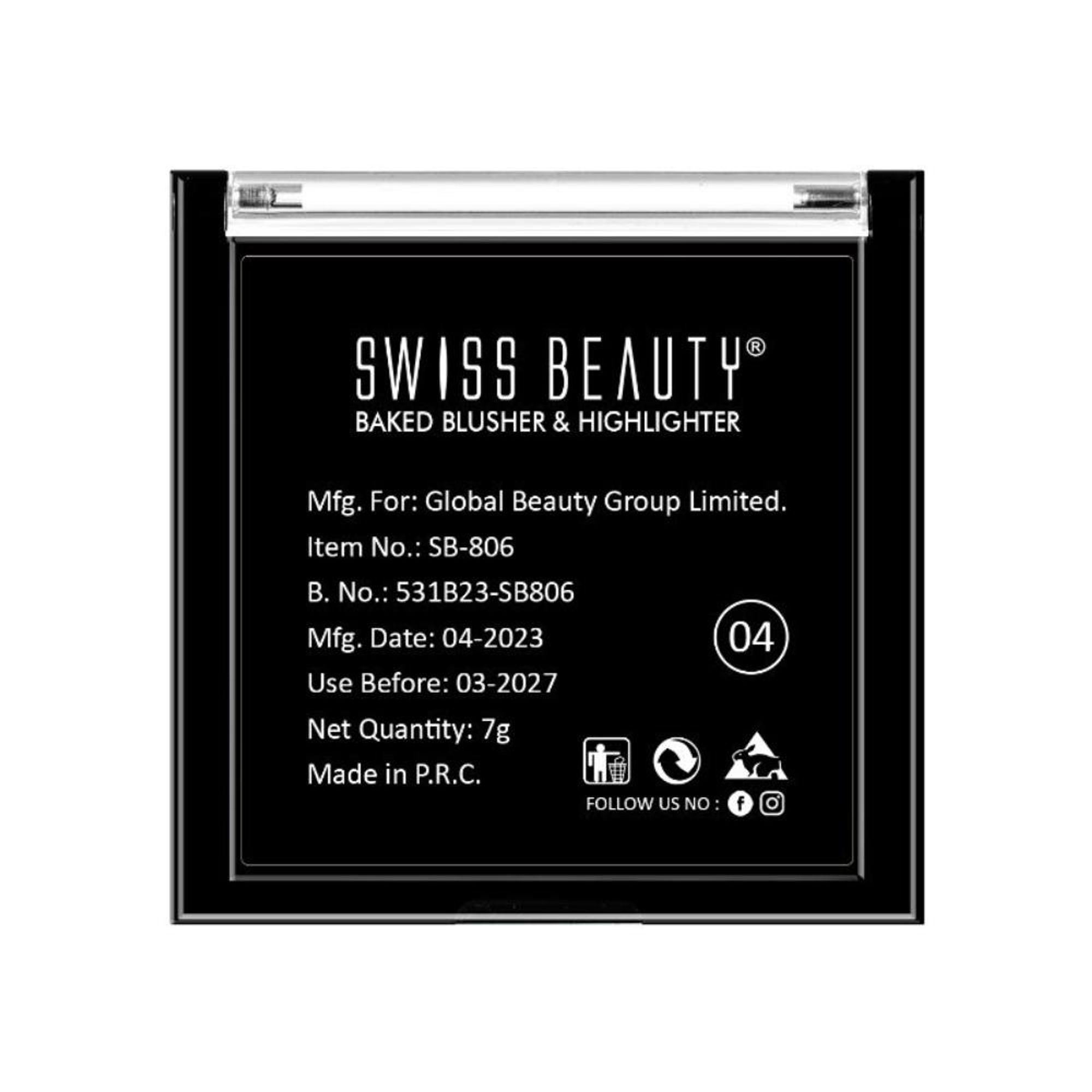 Swiss Beauty Baked Blusher & Highlighter - 04 - Distacart