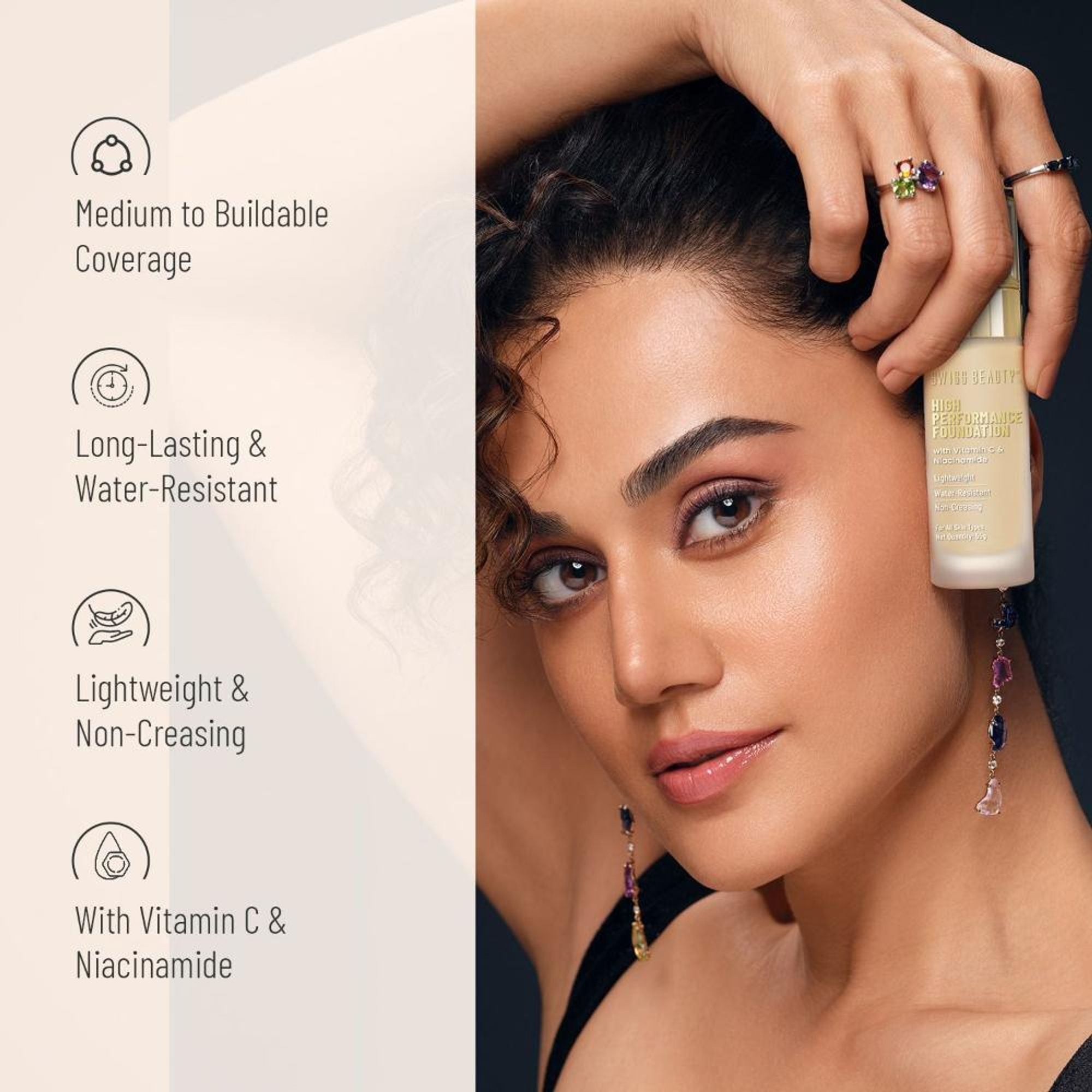 Swiss Beauty High Performance Foundation With Vitamin C & Niacinamide Light-Weight - 08 Sun Beige - Distacart
