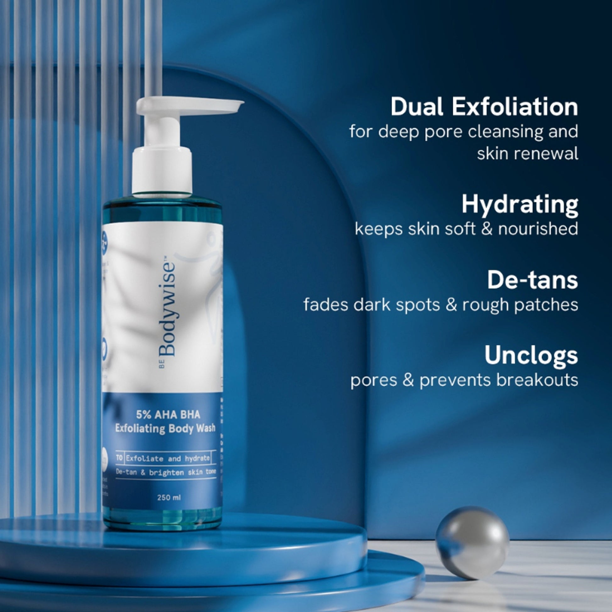 BeBodywise 5% AHA BHA Exfoliating Body Wash - Dista