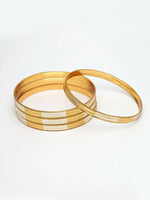 Thumbnail for NVR Women Set of 4 Gold Plated CZ Toned Bangle - Distacart