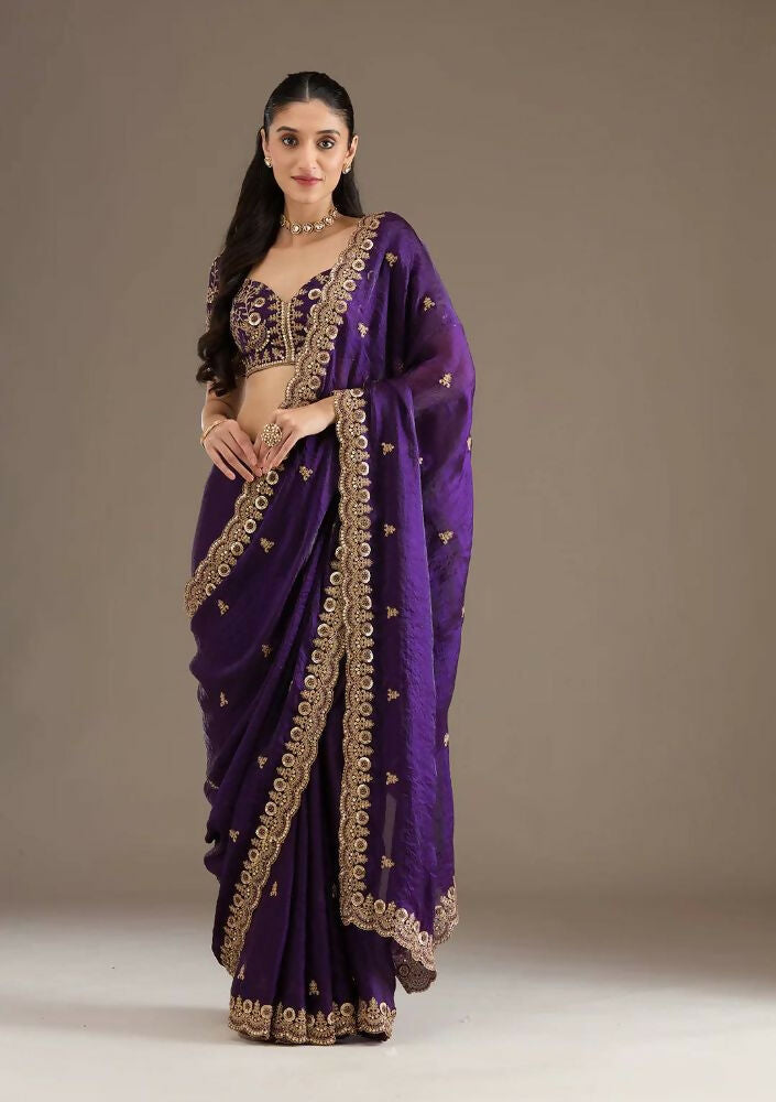 Joban Fashion Blue Frendy Satin Silk Party Wear Sarees - Distacart