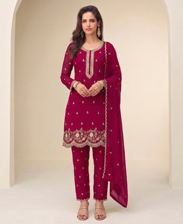KC Bollywood Style Dark Pink Georgette Suit For Women - Dista