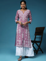 Thumbnail for HOUSE OF KARI Floral Embroidered Chikankari Cotton Kurta - Distacart