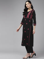 Thumbnail for ADA Ethnic Motifs Embroidered Round Neck Chikankari Cotton Kurta - Distacart