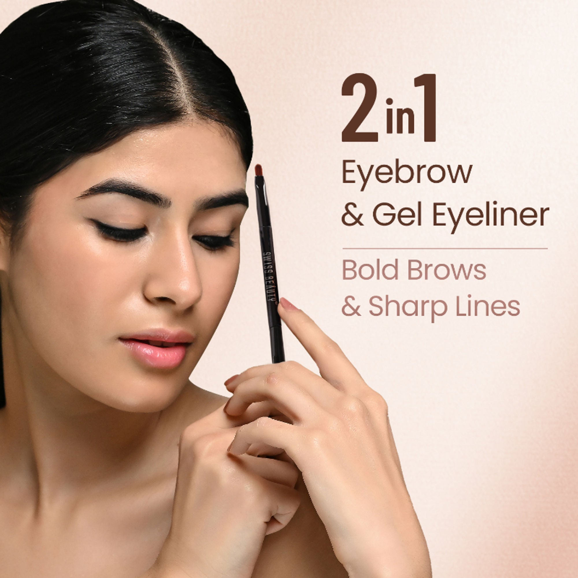 Swiss Beauty 3 In 1 Eyeliner, Eyebrow Filler and Kajal , 24-Hour Stay ,Waterproof - 01 Black - Distacart