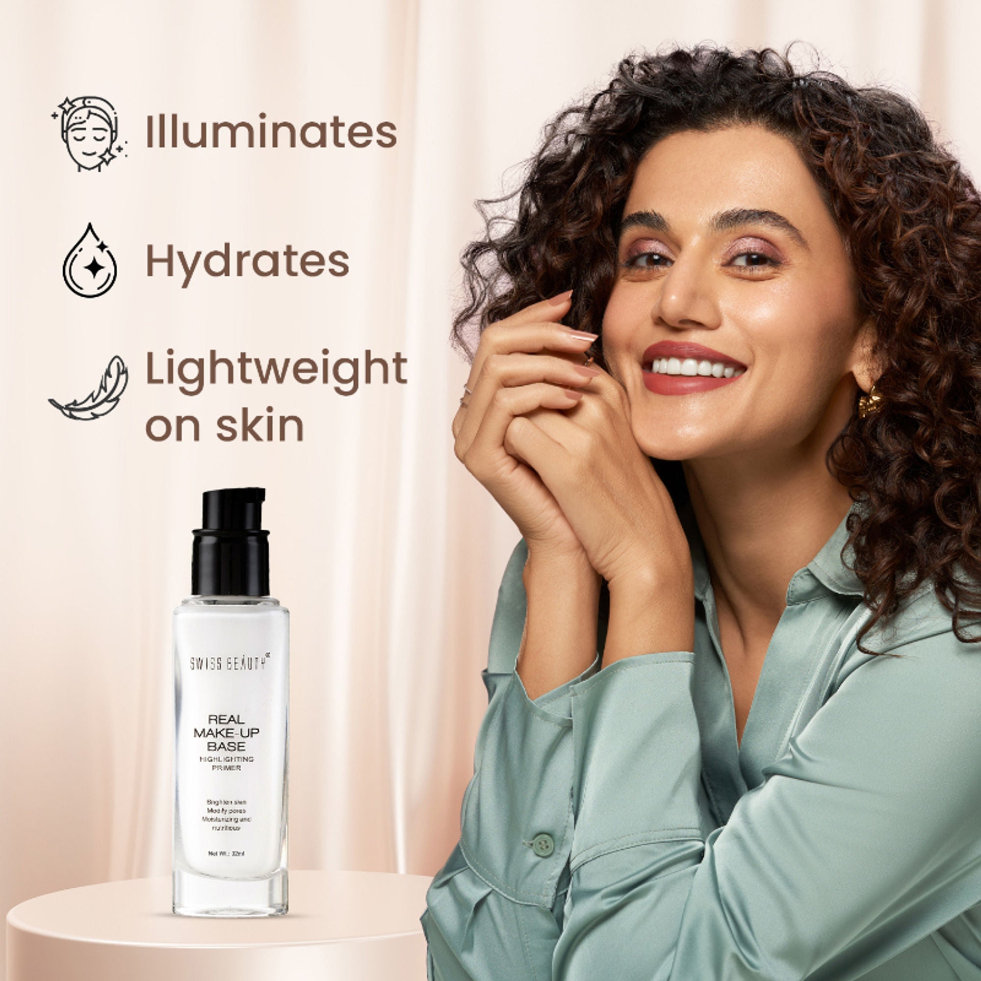 Swiss Beauty Real Make-Up Base Highlighting Primer , Brighten Skin , Modify Pore - 01 Natural Tint - Distacart