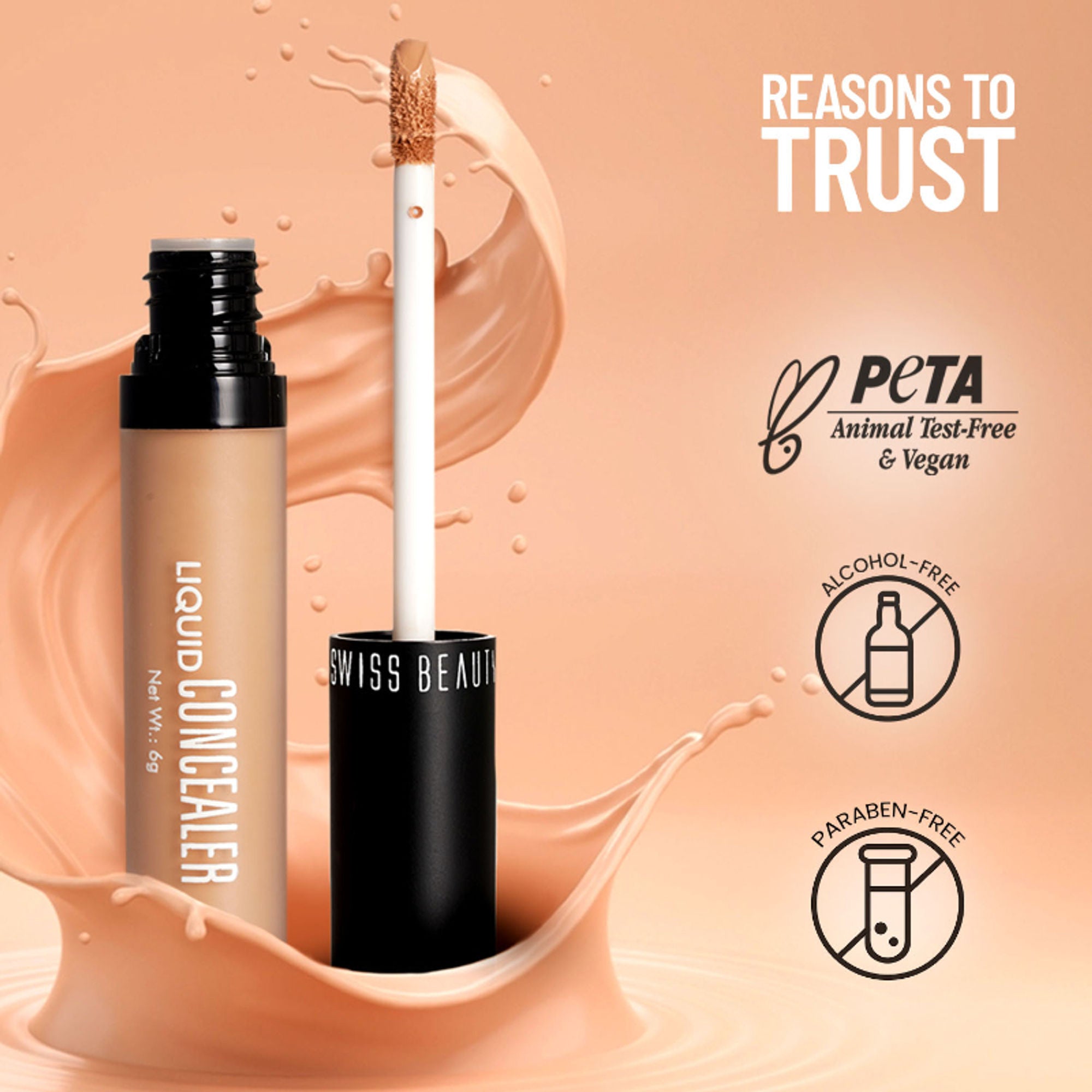 Swiss beauty Full Coverage Liquid Concealer With Jojoba Oil - 02 Sand Sable - Distacart