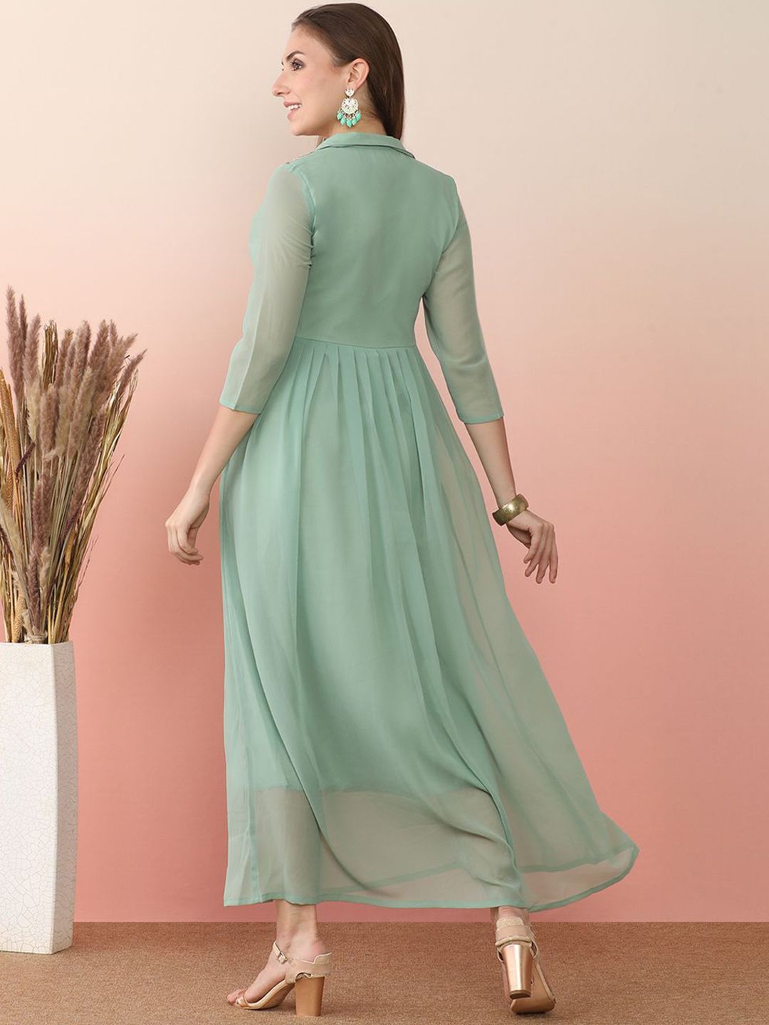 Sangria Sequin Embroidered Flared Anarkali Kurta