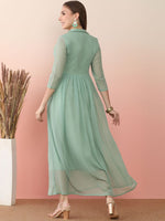 Thumbnail for Sangria Sequin Embroidered Flared Anarkali Kurta