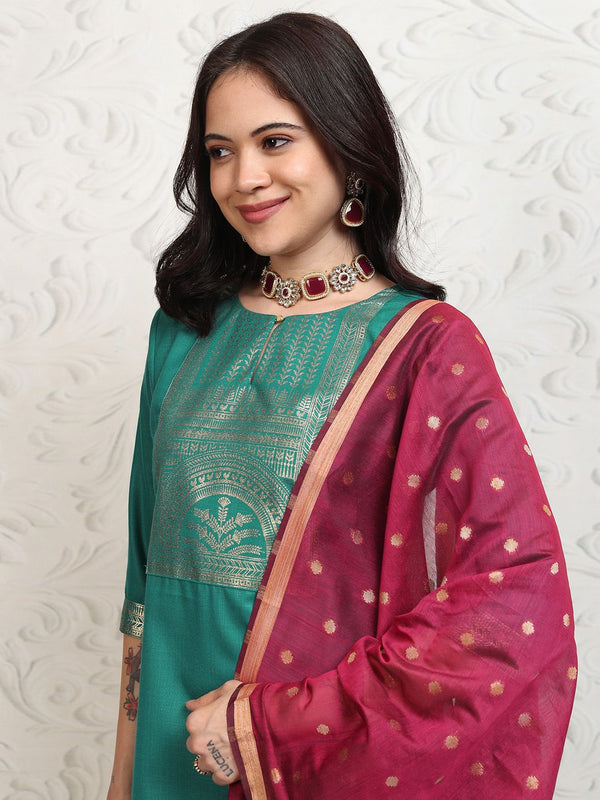 Vishudh Women Ethnic Motifs Printed Regular Kurta with Palazzos & With Dupatta
