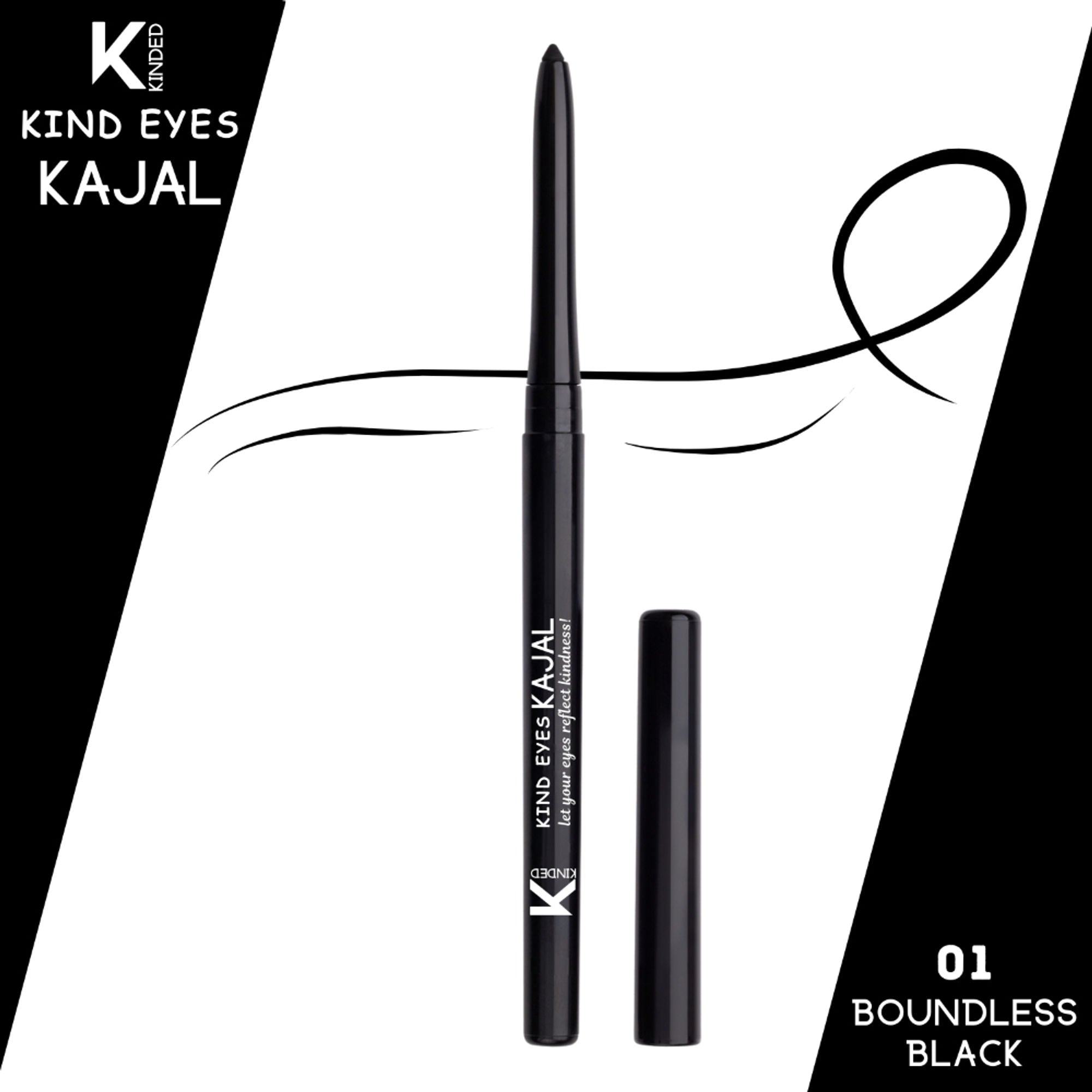 kinded kind eyes kajal 3 in 1 kohl kajal eye liner smokey eye shadow 01 boundless black
