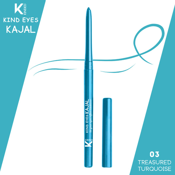 kinded kind eyes kajal 3 in 1 kohl kajal eye liner smokey eye shadow 03 treasured turquoise