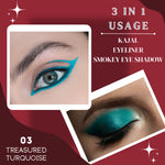 Thumbnail for kinded kind eyes kajal 3 in 1 kohl kajal eye liner smokey eye shadow 03 treasured turquoise