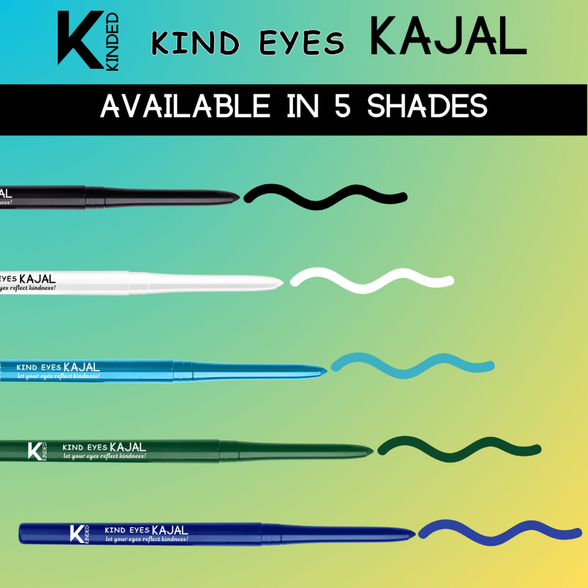 kinded kind eyes kajal 3 in 1 kohl kajal eye liner smokey eye shadow 03 treasured turquoise