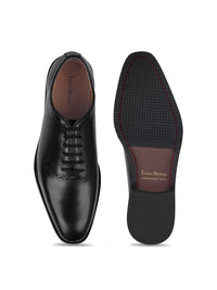 Thumbnail for LOUIS STITCH Men Jet Black Egyptian Crust Leather Wholecut Derby Shoes
