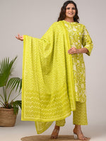 Thumbnail for Swasti Women Floral Printed Regular Sequinned Pure Cotton Kurta with Trousers & With Dupatta - Distacart