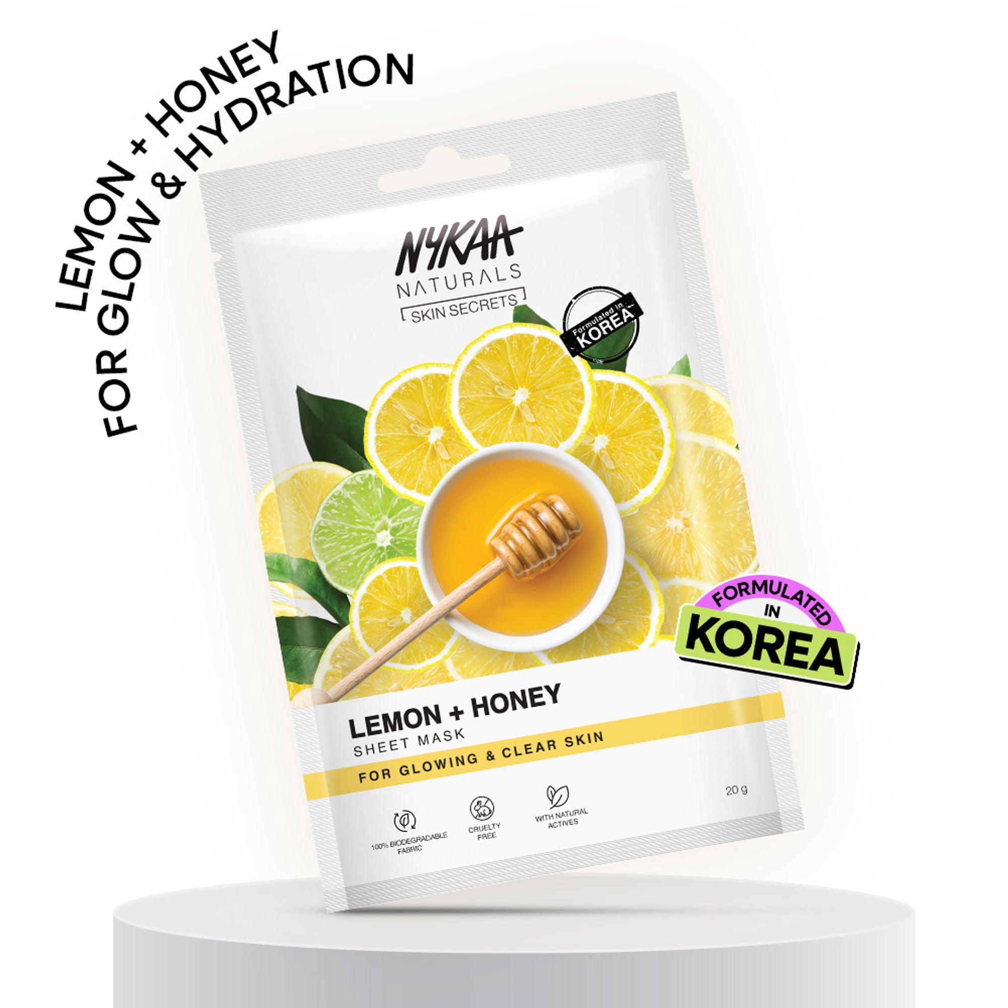 Nykaa Green Tea + Aloe Vera Sheet Mask For Hydrated Skin - Formulated in Korea - For All Skin Types - Lemon + Honey