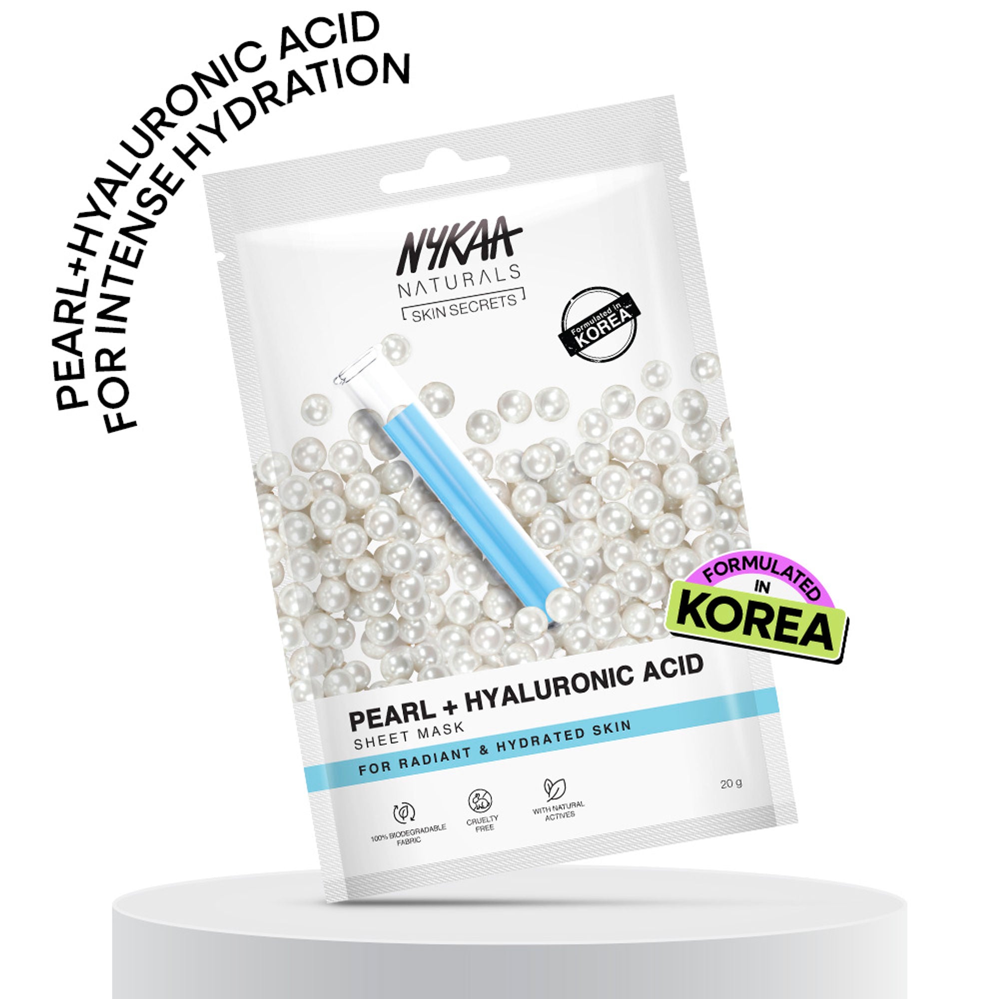 Nykaa Green Tea + Aloe Vera Sheet Mask For Hydrated Skin - Formulated in Korea - For All Skin Types - Pearl + Hyaluronic Acid