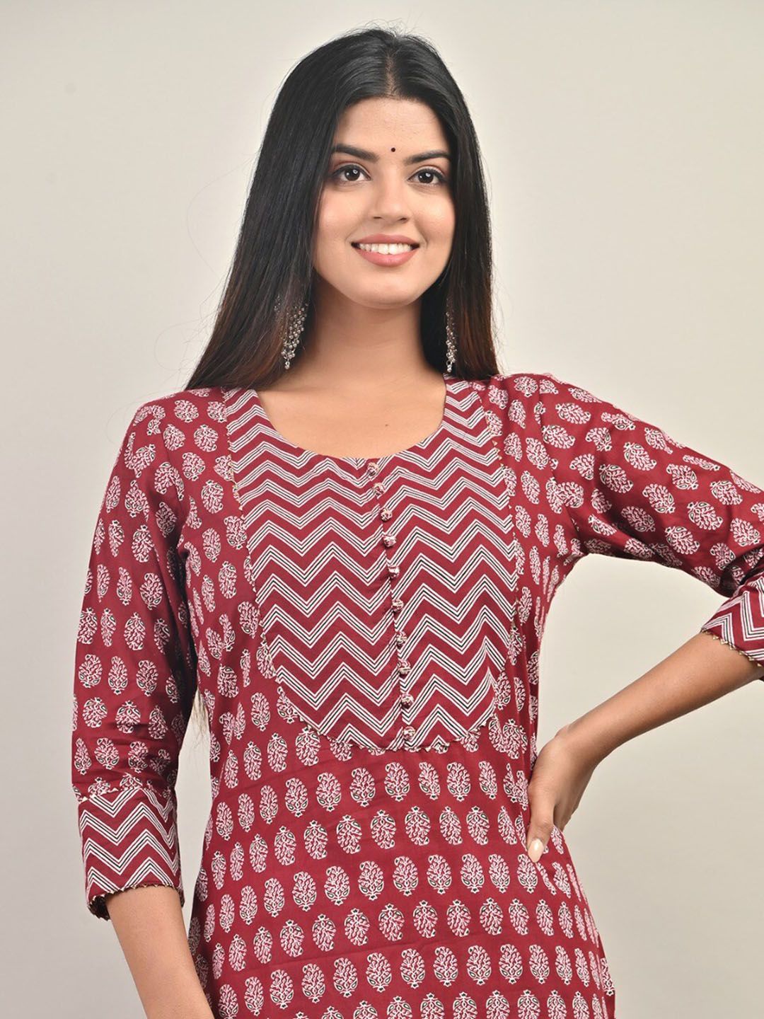 Swasti Ethnic Motifs Printed Gotta Patti Pure Cotton Kurta