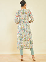 Thumbnail for Soch Floral Printed Linen Straight Kurta - Distacart