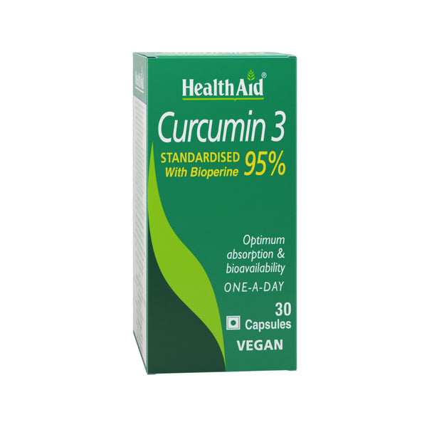 HealthAid Curcumin 3 Standardised with Bioperine 95% Capsules - Distacart