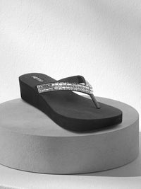 Thumbnail for Metro Women Black & Silver-Toned Embellished Heels