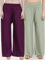 Thumbnail for TAG 7 Women Pack Of 2 Solid Straight Palazzos