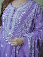 Thumbnail for Kalini Ethnic Motifs Embroidered Pure Cotton Straight Kurta & Trouser With Dupatta - Distacart