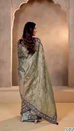 Thumbnail for Joban Fashion Mehndi Soft Mocha Silk Party Wear Sarees - Distacart