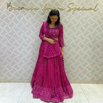 Thumbnail for Jyoti Fashion Women's Rani Pink Faux Georgette 3MM Sequins Embroidered Designer Lehenga Choli Set - Distacart
