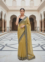 Thumbnail for Joban Fashion Yellow Soft twill Net Party Wear Sarees - Distacart