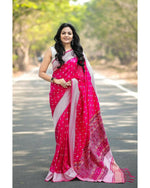 Thumbnail for Preksha Creation Banarasi Red Saree With Zari Work - Distacart