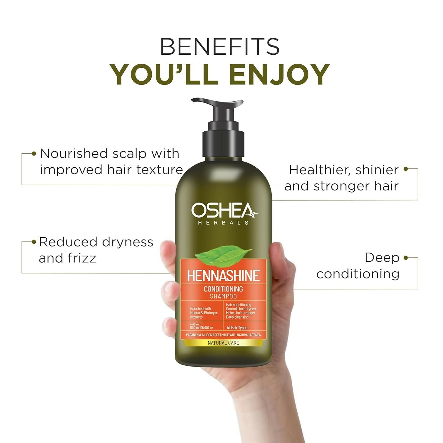 Oshea Herbals Heenashine Conditioning Shampoo Controls Dryness & Makes Hair Stronger - Distacart