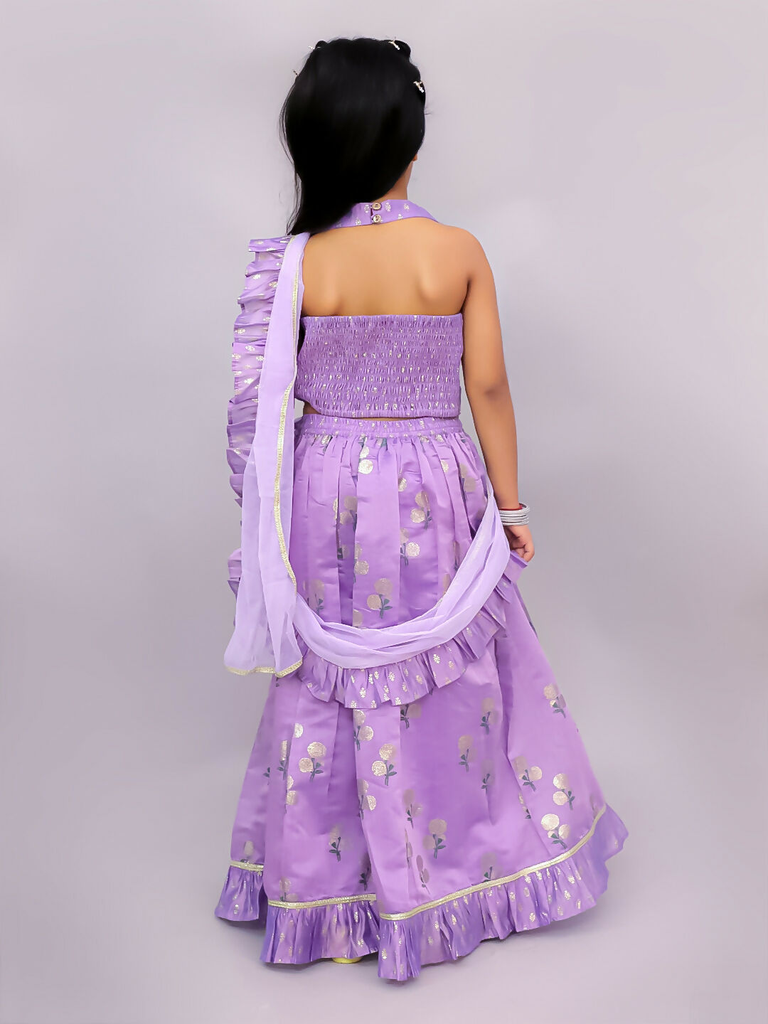 Lil Drama Mishti Purple Lehanga Choli Dupatta Set For Girls