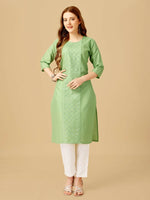 Thumbnail for Jyoti Fashion Women's Lime Green Cotton Blend Embroidered Kurta Pant Set - Distacart