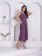 Thumbnail for Miravan Womens Abstract Printed Wine ALine Maxi Dress - Dista